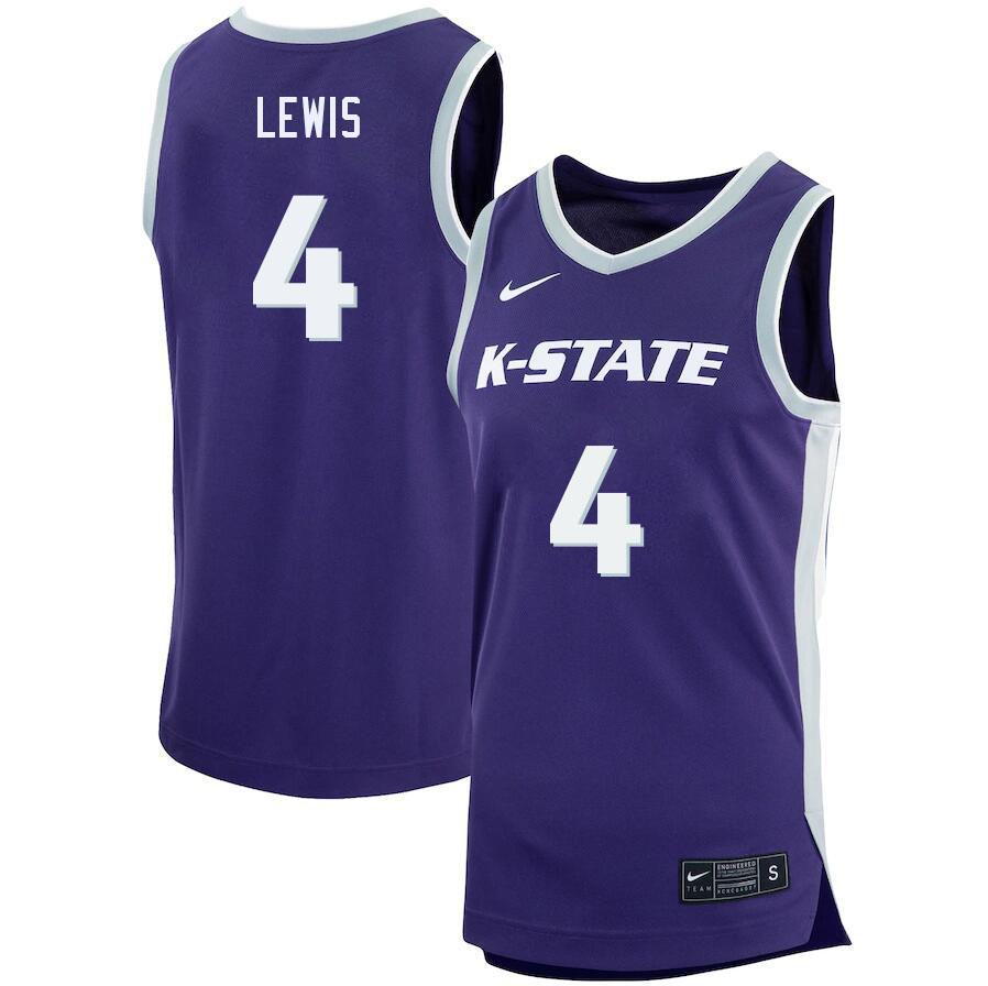 Men #4 Seryee Lewis Kansas State Wildcats College Basketball Jerseys Sale-Purple - Click Image to Close
